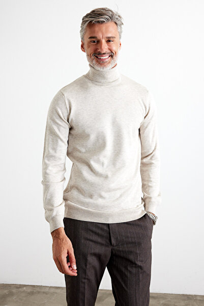 Terziayhan Ανδρικό πλεκτό πουλόβερ με λεπτή εφαρμογή με λαιμόκοψη