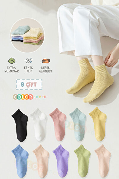 Color Socks 8 perechi de șosete semicolore șosete de vară pentru femei