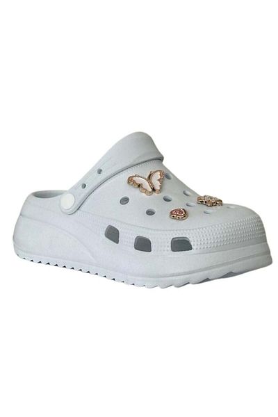 Akınal Bella E428 White Women's Hospital Sabo Slippers Sandals