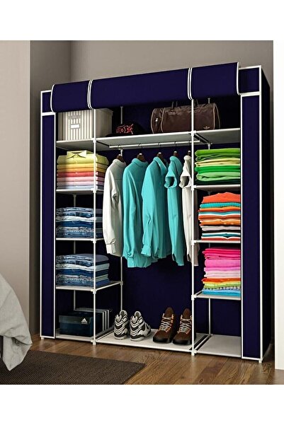 YükselenTicaret Güçlendirilmiş Çelik Profilli 12 Raf+60 Cm Askılık Çift Yandan Raflı Bez Dolap
