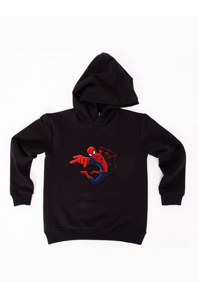 SPIDERMAN Hanorac pentru copii din țesătură de bumbac cu glugă cu imprimeu spiderman