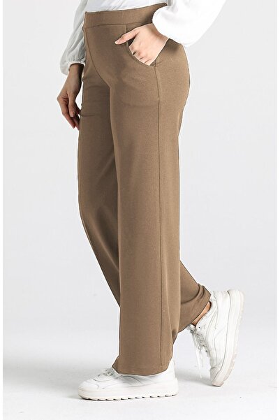 Aşkı Endam Miyase Length Lycra Wide Leg Trousers - Mink