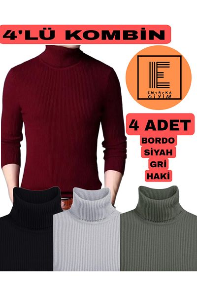 EMKA GİYİM Комбиниран пуловер с висока яка от 4 части