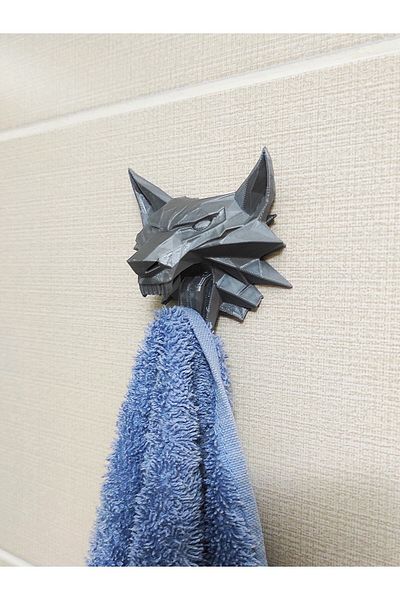 Nerva Design 3D Witcher Wolf Towel Rack - Wall Adhesive Towel Holder
