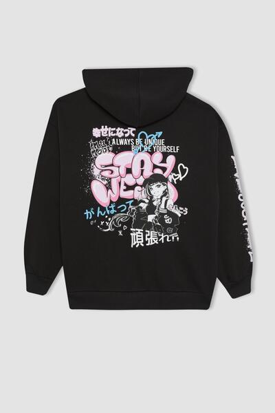 DeFacto Oversize Hooded Back Printed Thick Sweatshirt - B6948Ax23Wn