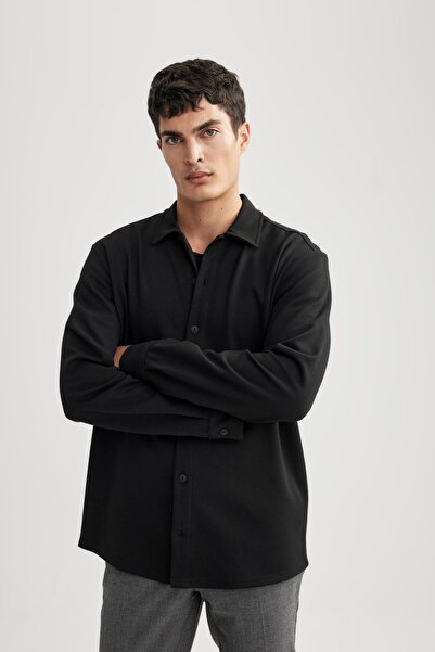 DeFacto Polo Neck Regular Fit Cotton Shirt - Long Sleeve A5649Ax23Au