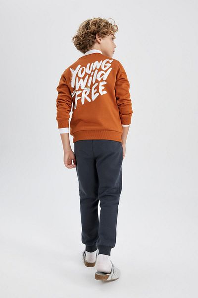 DeFacto Boy's Back Printed Long Sleeve Pajama Set