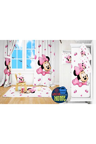 Lavisa MİNNİE MOUSE Model Dijital Baskı 2 fon Perde & Yatak Örtüsü ve Yastık ...