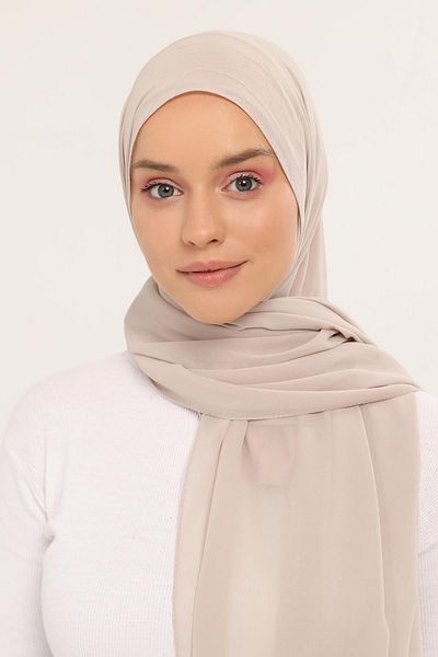 Altobeh Έτοιμο Luxury Practical Hijab Chiffon Shawl Sand Beige