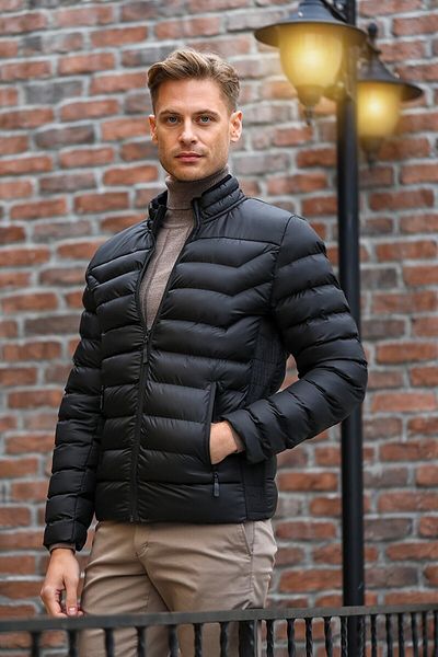 MAKRAS EXCLUSIVE Φουσκωτό κολάρο Μαύρο Slim Fit Straight Efes Judge