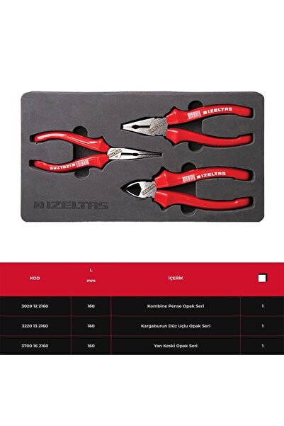 İzeltaş 160mm Opak Pense Yankeski Kargaburun Seti 3 Parça