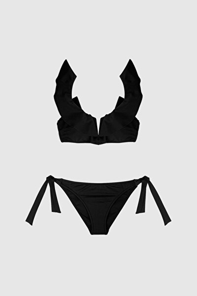 AYYILDIZ 5400 Black Frilly Bikini Set