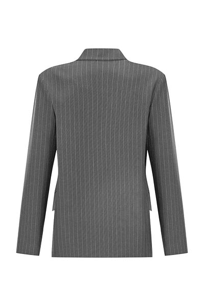 Whenever Company Gray Striped Oversize Padded and Lined Crepe Premium Jacket
