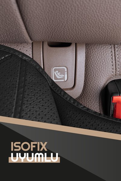 Otom High Quality Premium Leather - Isofix Compatible Black Protective Back Seat Cushion with Extra Pocket
