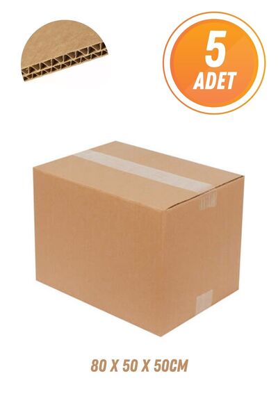 Eliz Party 5'li Karton Koli Kutu Boş Karton 80x50x50 Büyük Boy Çift Oluklu