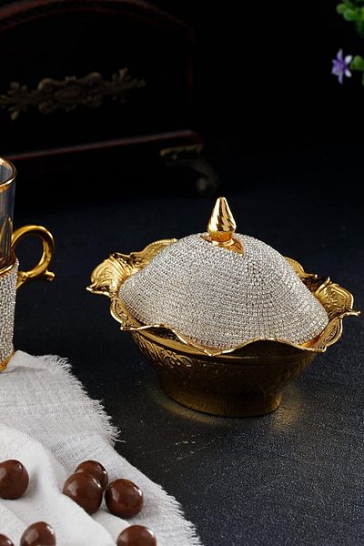 Demmex Crystal Type Coated Embroidered Sugar Bowl