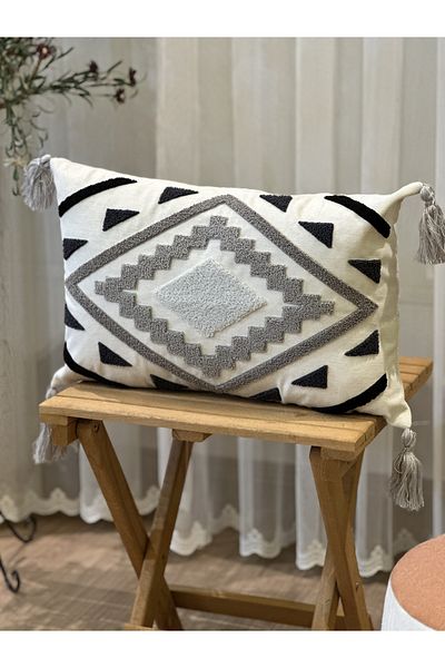 BUGİ HOME COLLECTİON CAZĂ KIRLENT BRODATĂ CU PONCH GEOMETRIC BRODAT SINGUR PUNCH
