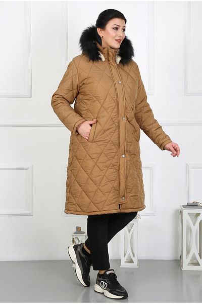 By Alba Collection Γυναικείο μακρύ τσακισμένο ύφασμα μαλλί εσωτερικά σε μεγάλο μέγεθος
