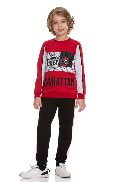 CiciTime Çocuk Modası Boys' Tracksuit Set with Leather Pocket Detail on the Front