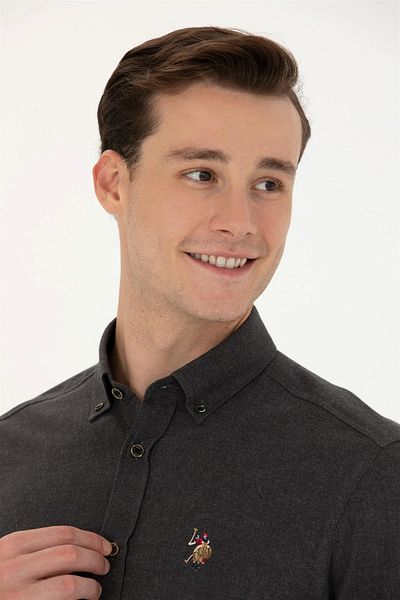 U.S. Polo Assn. BASE. Polo Assn. Men's Black Long Sleeve Basic Shirt G081SZ004.000.1672287.VR046
