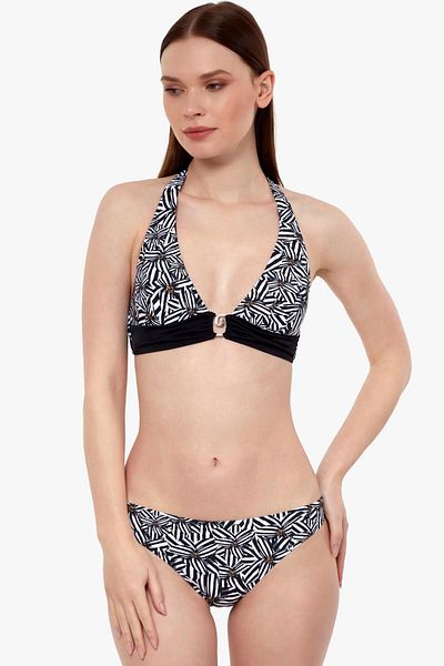 AYYILDIZ Women's Black Halter Neck Bikini Set 40664