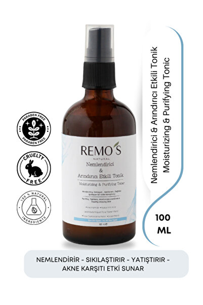 RemosNatural Nemlendirici Ve Arındırıcı Etkili Tonik ( Niacinamide- Hyalüroni...