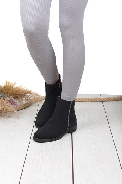 ayakkabiyolla Γυναικείες μπότες Nubuck με κεντημένο διαμάντι στη μαύρη άκρη
