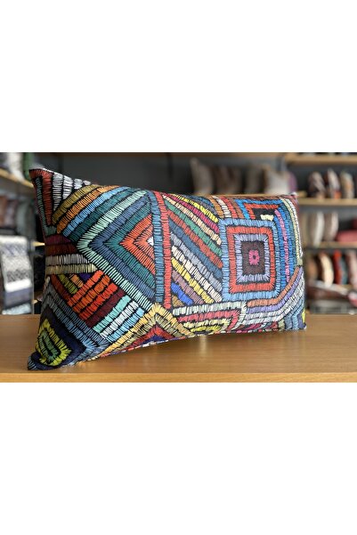 Fabricland غطاء وسادة من الحرير المخملي المستورد المطرز بنمط أصلي 30 × 50 سم ...