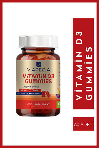 Viapecia Jelibon Formunda Gummy Vitamin D3 D Vitamini Eksikliği Çocuklarda Büyüme 60 Adet