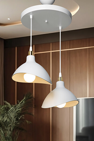 Genel Markalar Esta Çember 2'li Beyaz Avize Yemek Odası Yatak Odası Oturma Odası Salon