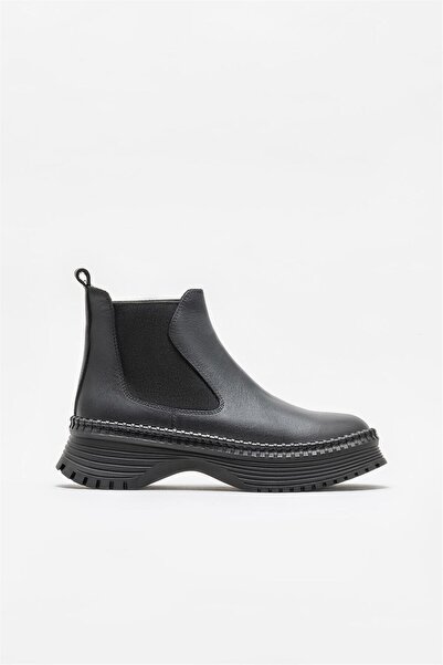 Elle Shoes Siyah Deri Kadın Günlük Bot