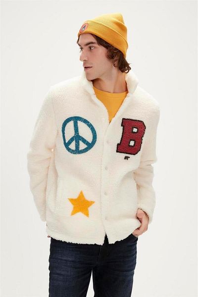 Bad Bear Men's Plush Fleece Men's White Shirt Fleece White-23.02.29.003-White