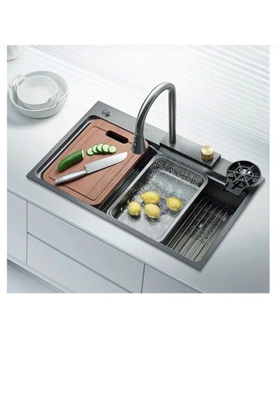 MOONSHOP Antrasit Mutfak Evyesi Premium Tasarım Batarya Dahil Set Çok Fonksiy...