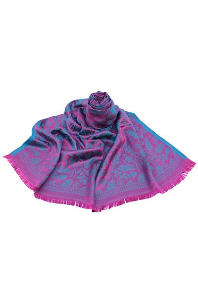 Ramada İpek Women's Silky Shiny Jacquard Shawl Fuchsia