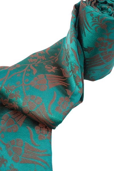 Ramada İpek Women's Silky Shiny Jacquard Shawl Petrol
