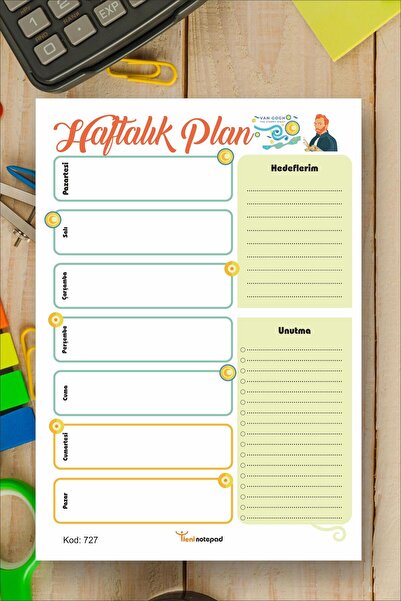 Tieni Blok za beleške | Tjedni planer | Tjedni planer | 14x20cm A5 50 listova...