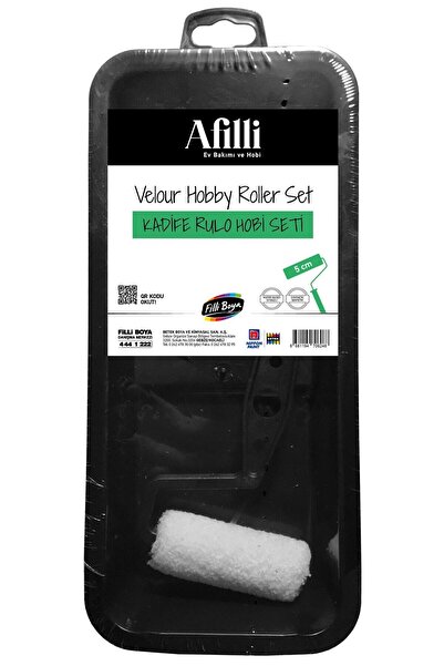 Filli Boya Afilli Kadife Rulo Hobi Seti-5 Cm Saplı Rulo+boya Tavası