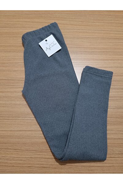 AyCaTa Unisex Fitilli Şardonlu İçi Tüylü Ribana Gri Çocuk Tayt 1-16 Yaş