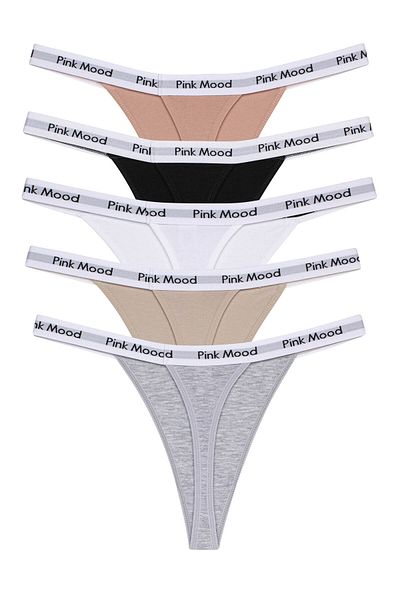 pink mood Pack of 5 Tape Rubber Cotton Thongs