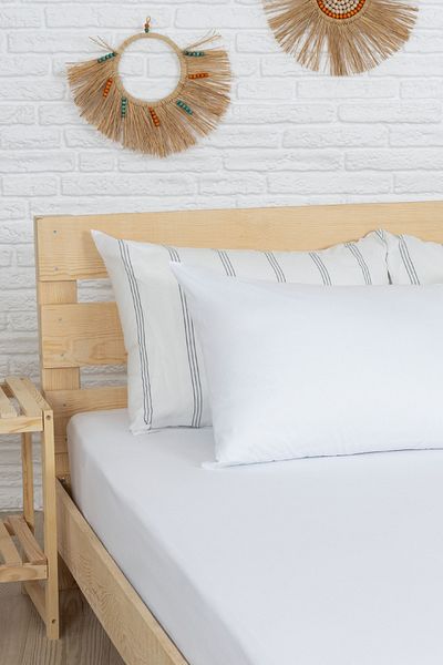 KETRA DOĞAL Pamukkale Single Fitted Sheet Set 100*200 Cm 1 Pillow Case with Cover White