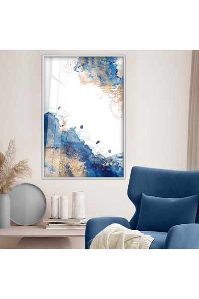 Zevahir Mobilya Dekorasyon Tema abstractă cu cadru metalic argintiu Desen modern Pictură pe sticlă irezistibilă
