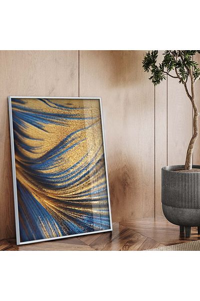 Zevahir Mobilya Dekorasyon Desen modern cu cadru metalic argintiu Tema abstractă Pictură pe sticlă irezistibilă