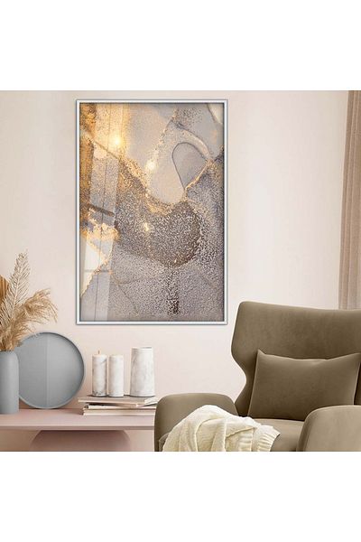 Zevahir Mobilya Dekorasyon Tema abstractă cu cadru metalic argintiu Desen modern Pictură pe sticlă irezistibilă