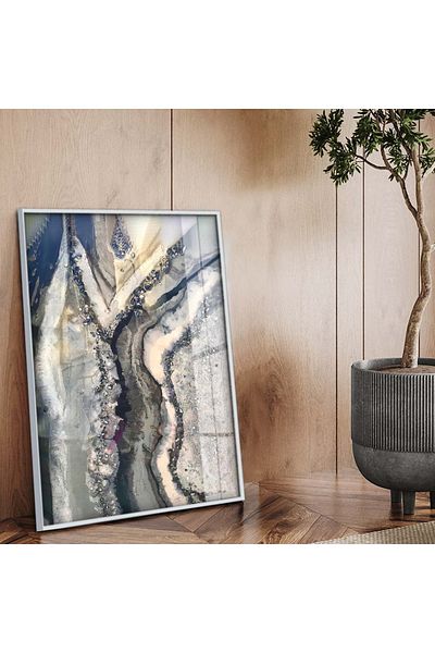 Zevahir Mobilya Dekorasyon Tema abstractă cu cadru metalic argintiu Desen modern Pictură pe sticlă irezistibilă