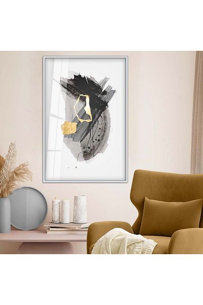 Zevahir Mobilya Dekorasyon Tema abstractă cu cadru metalic argintiu Desen modern Pictură pe sticlă irezistibilă