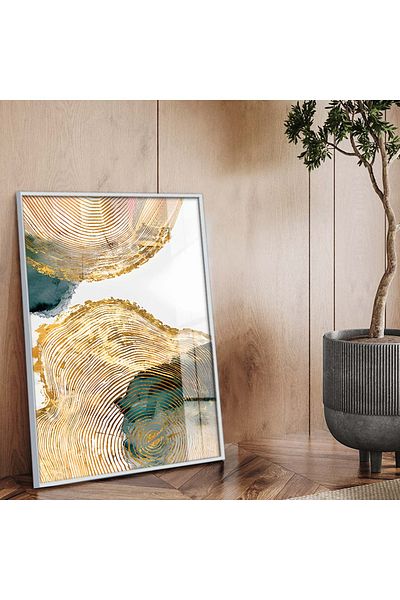 Zevahir Mobilya Dekorasyon Tema abstractă cu cadru metalic argintiu Desen modern Pictură pe sticlă irezistibilă