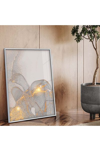 Zevahir Mobilya Dekorasyon Tema abstractă cu cadru metalic argintiu Desen modern Pictură pe sticlă irezistibilă