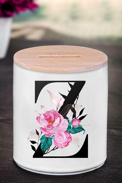 yhfoto Κουμπαράς με γράμμα Z (ΚΕΡΑΜΙΚΟ) - Flower Colored Z - K84