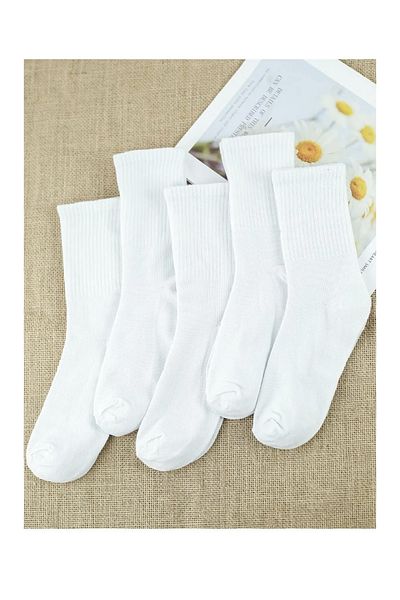 REYNBOO SOCKS 4 ζευγάρια Unisex απλές λευκές κάλτσες πλένονται κολεγίου