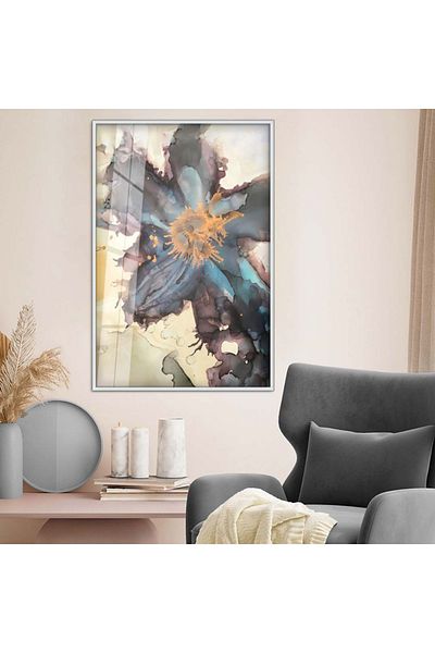 Zevahir Mobilya Dekorasyon Tema abstractă cu cadru metalic argintiu Desen modern Pictură pe sticlă irezistibilă